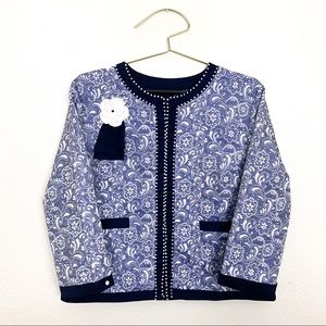 NWT Michael Simon Paisley Embellished Cardigan